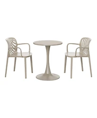 WestinTrends 3-Piece Outdoor Indoor Metal Patio Dining Table Set With Stackable Chairs