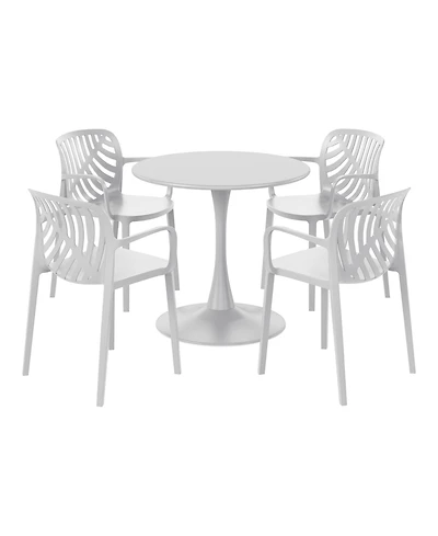 5-Piece Outdoor Indoor Metal Patio Dining Table Set With Stackable Arm Chairs