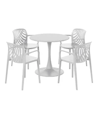 5-Piece Outdoor Indoor Metal Patio Dining Table Set With Stackable Arm Chairs