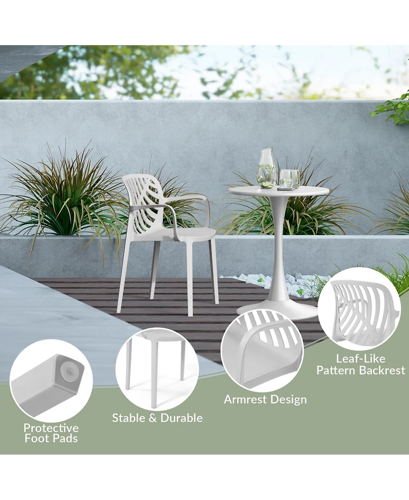 5-Piece Outdoor Indoor Metal Patio Dining Table Set With Stackable Arm Chairs