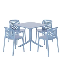5-Piece Outdoor Square Patio Dining Table Set with Stackable Chairs