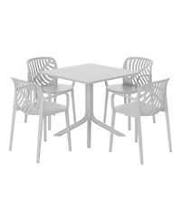 5-Piece Outdoor Square Patio Dining Table Set with Stackable Chairs