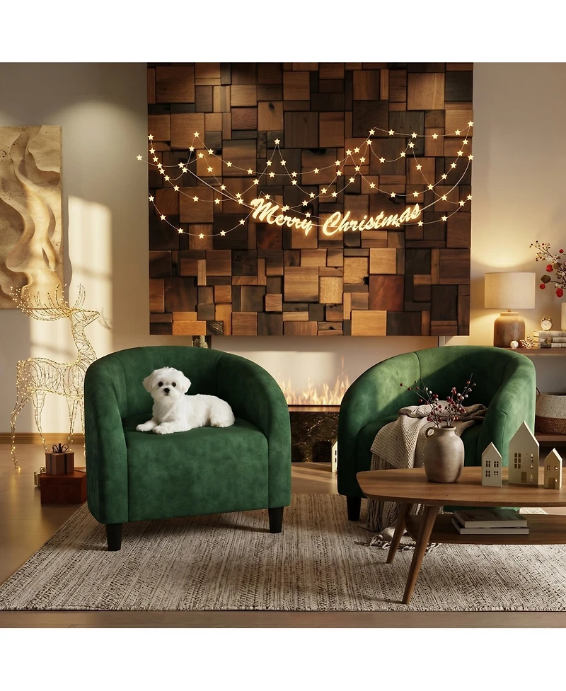 Accent Chair Set of 2 Armchair for Living Room Barrel Club Chair with Soft Padded Seat and Sturdy Legs for Bedroom Waiting Room Reception Chairs