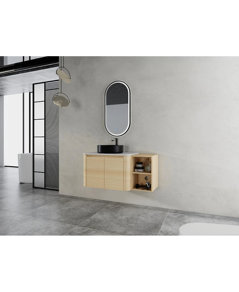 Sillysis Inch Wall Mounted Bathroom Vanity with Ceramic Vessel Sink