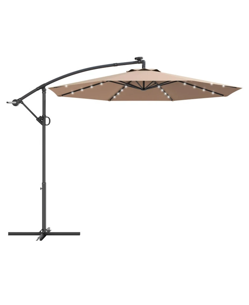 Clihome 10Feet 360degree(s) Rotation Solar Led Patio Offset Umbrella (Weight Base Not Included)