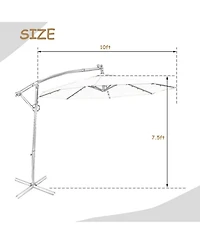 Clihome 10Feet 360degree(s) Rotation Solar Led Patio Offset Umbrella (Weight Base Not Included)