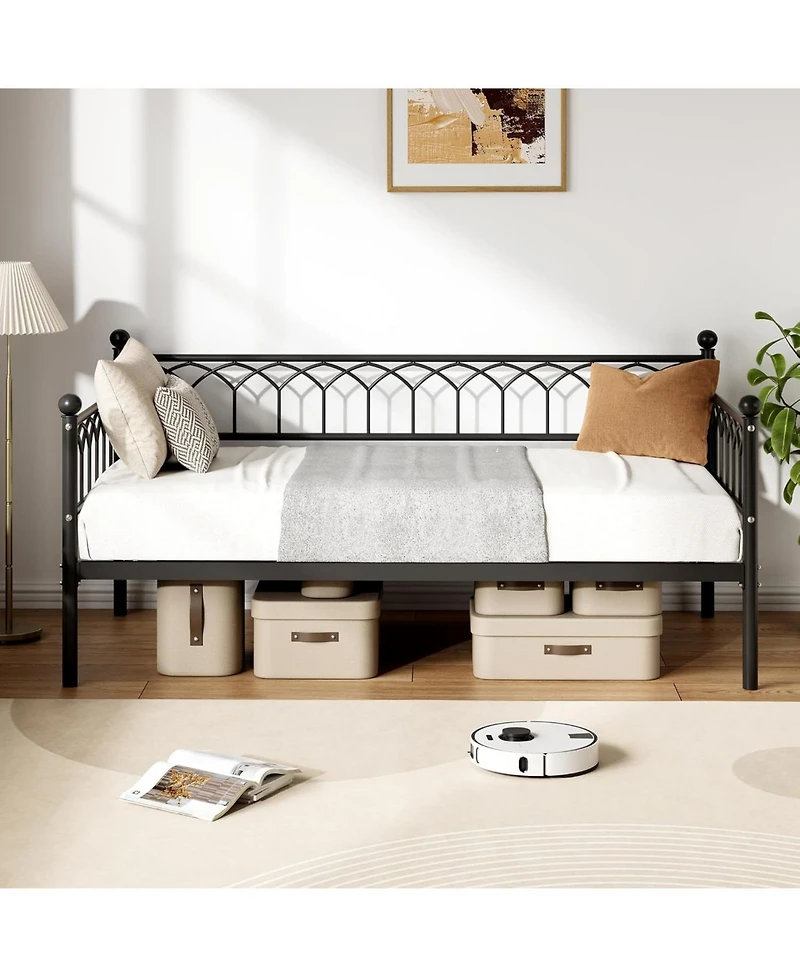 gaomon Daybed, Sofa Bed Frame with Metal Steel Slat Support, Heavy Duty Frame, Space Saving, Easy Assembly, for Small Spaces