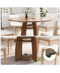 gaomon Contemporary Round Dining Table – 47 Inch Wood Table for 4-6, Storage Shelf, Adjustable Feet, Sturdy and Easy to Clean, Perfect
