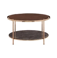 iNSPIRE Q Champagne Coffee Table with Dark Marble Glass Shelf