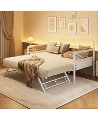 gaomon Daybed and Foldable Metal Trundle Bed, Metal Twin Bed Frame Heavy Duty Steel Slats Support,Sofa BedFrame for Living Room