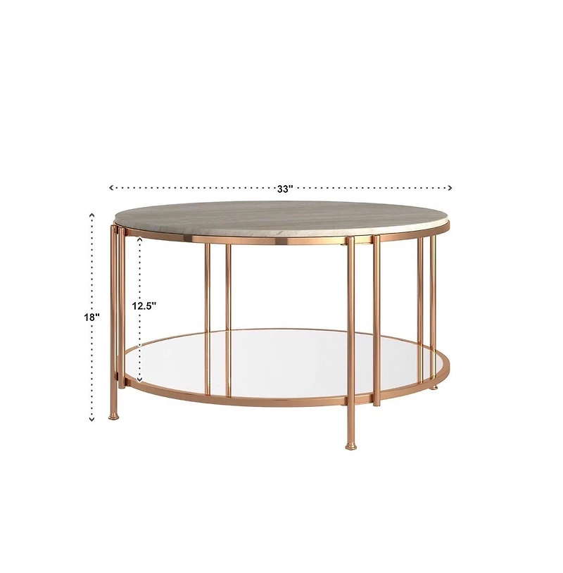 iNSPIRE Q Coffee Table With Faux Marble Top and Mirror Bottom