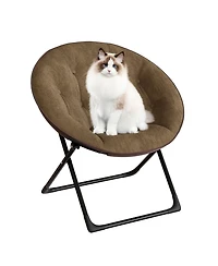 gaomon Oversized Faux Fur Foldable Saucer Chair, Sturdy Metal Frame Lounge Chair for Adults, Comfy Dorm Room Seating