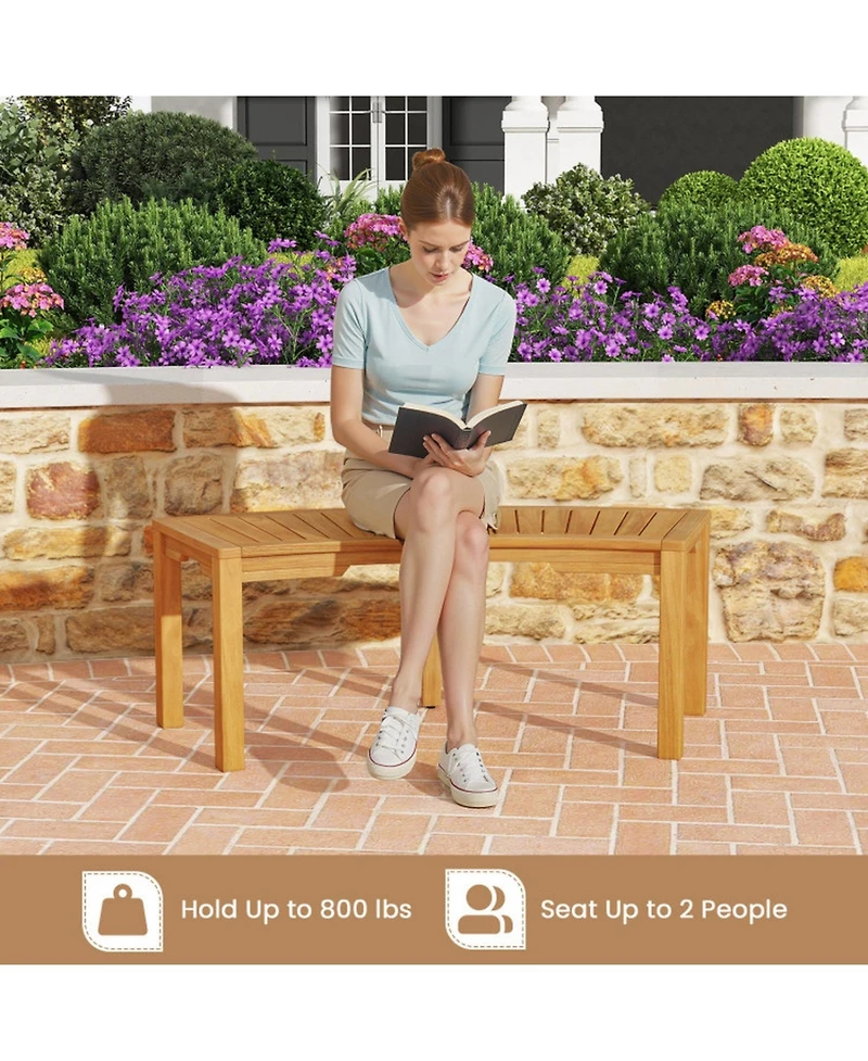 Sugift Set of 7 Outdoor Acacia Wood Curved Garden Bench 2-Person