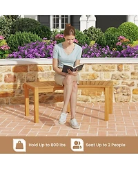 Sugift Set of 7 Outdoor Acacia Wood Curved Garden Bench 2-Person
