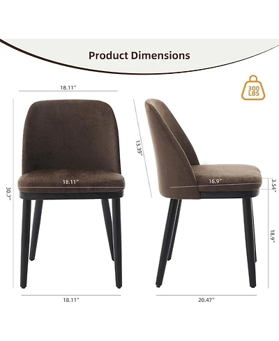 gaomon Set of 2 Upholstered Modern Dining Chairs, Thick Cushions And Solid Wood Legs Kitchen Seating
