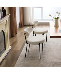 gaomon Set of 2 Mid Century Boucle Upholstered Dining Chairs, Curved Back Design Kitchen Seating