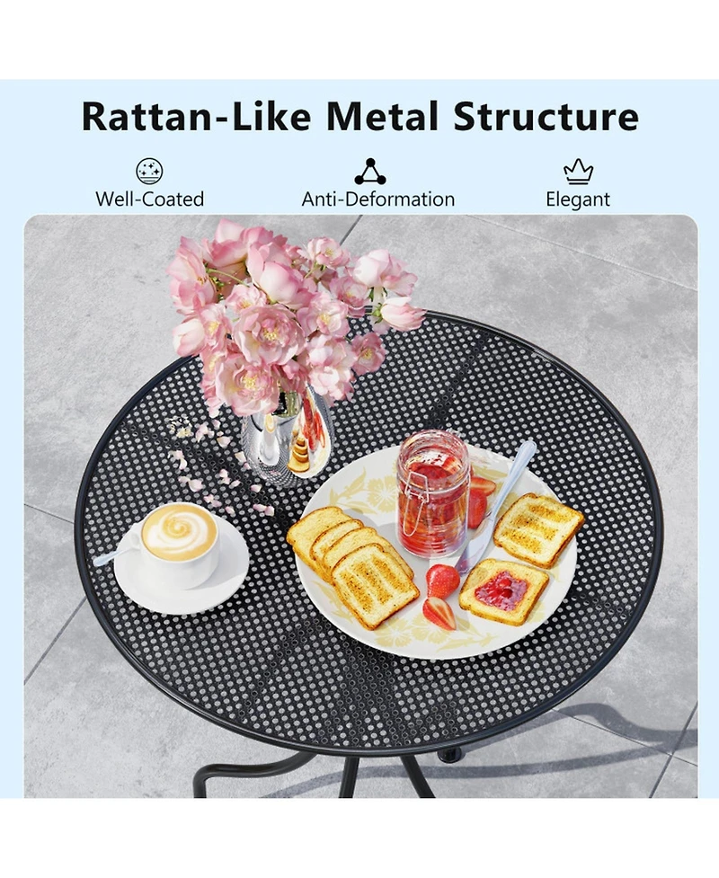 Gouun 3-Piece Metal Folding Patio Bistro Set with Round Table
