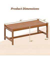 Gouun 44 In Solid Hardwood Outdoor Patio Bench with Teak Oil Finish 530 Lb Capacity