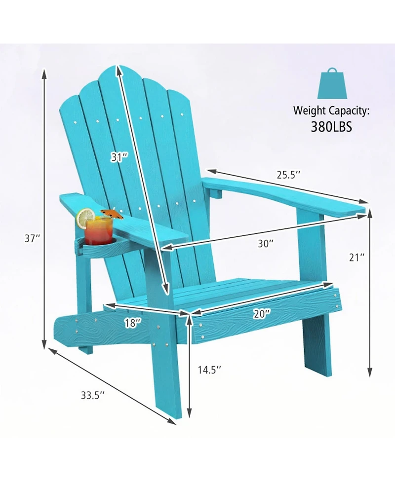 Gouun Weather-Resistant Hips Outdoor Adirondack Chair with Rotatable Cup Holder