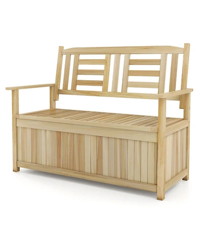 Gouun 2-Person Outdoor Garden Bench with 49 Gal Storage Compartment and Backrest