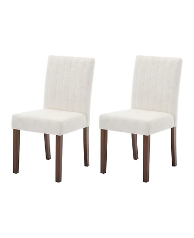 gaomon Set of 2 Modern Vertical Stripe Fabric Dining Chairs, Upholstered Kitchen Side Seating with Solid Wood Legs