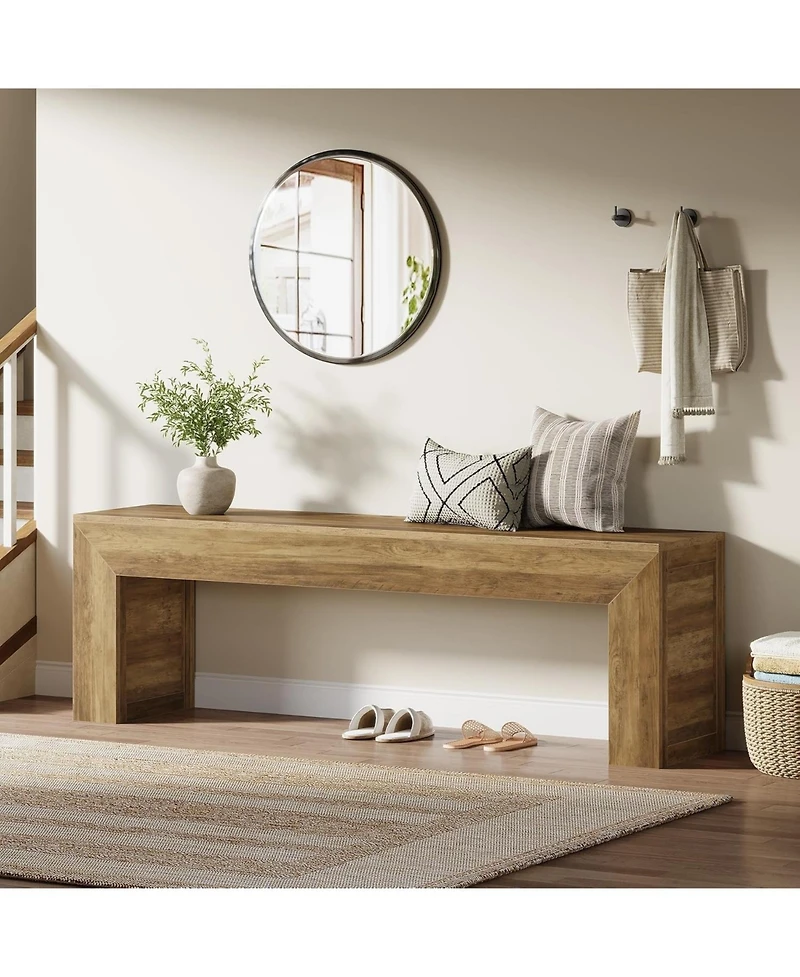 Tribesigns Farmhouse Entryway Bench, 63" Long Wooden Indoor Shoe Bench Seat, End of Bed Bench