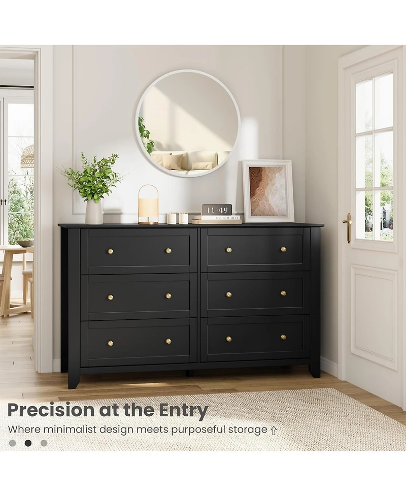 gaomon 6 Drawer Dresser for Bedroom, 54" Wide Large Dresser with Deep Drawers and Metal Knobs, Modern Wooden Chests of Drawers for Entryway