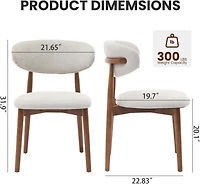 gaomon Mid Century Modern Wooden Dining Chairs Set, Fabric Upholstered Ergonomic Dining Room and Kitchen Seating