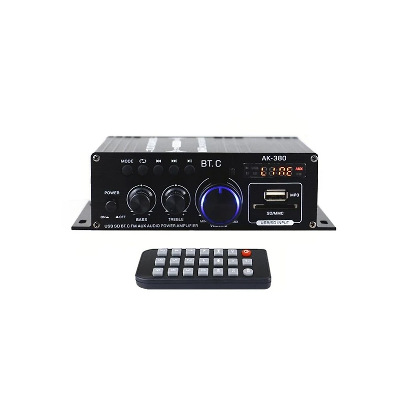 Artudatech 2 Channel 400W Bluetooth HiFi Amplifier with Usb/Sd/Fm & Remote Control