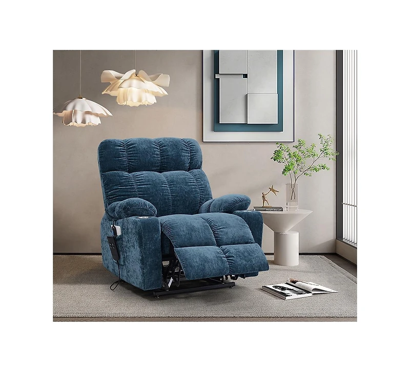 Clihome Dual Motor Power Lift Recliner Chair for Elderly Infinite Position Lay Flat 180degree(s) Recliner with Heat Massage