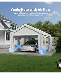 gaomon Heavy Duty Carport Sidewalls - 180G Pe Fabric, Weatherproof and Uv Protection - Fits 10' x 20' and 13' x 20' Frames
