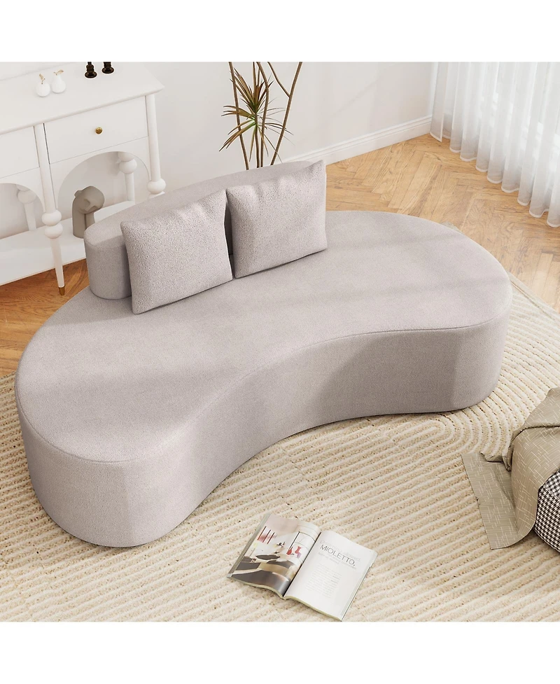 Slickblue Comfortable Curved Sofa with Plush Upholstery and 2 Throw Pillows