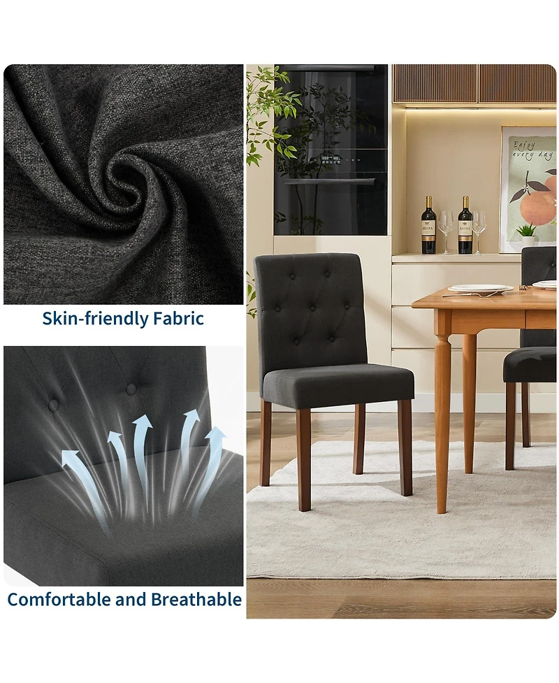 gaomon Set of 2 Modern Fabric Upholstered Dining Chairs