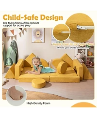 Sugift 14-Piece Convertible Kids Play Couch with High-Density Foam Blocks