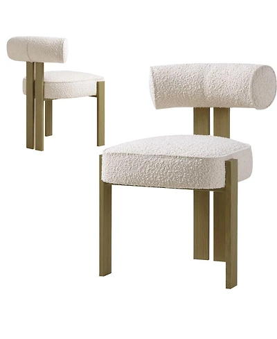 gaomon Set of 2 Modern Plush Boucle Upholstered Dining Chairs