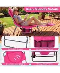Gouun Lightweight Folding Beach Lounge Chair with Multi-Position Adjustable Back