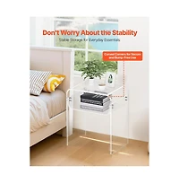 Sugift Acrylic Side Table 2 Tiers Clear Bedside Table with Storage Shelf