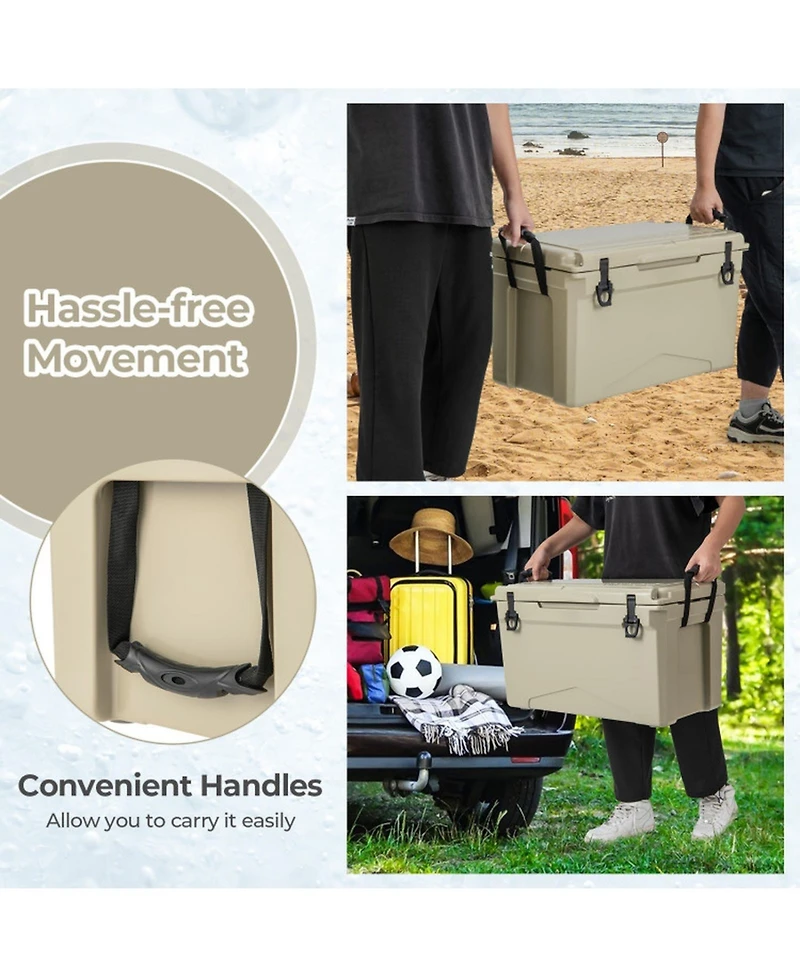 Gouun 50 Quart Rotomolded Insulated Ice Chest Cooler with Integrated Cup Holders