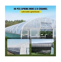 Sugift Spring Wire and U Channel Bundle 6.56 ft 40 Packs Aluminum Alloy Greenhouse Film Lock
