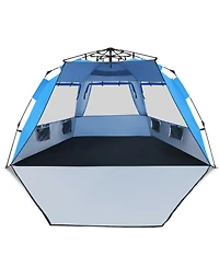 Sugift 3-in-1 Family Outdoor Travel Beach Set with Wagon for 2 Kids Tent for 3-4 People Mat