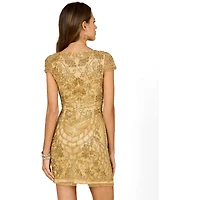 Lara Women's Gold Cap Sleeve Cocktail Dress