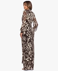 Betsy & Adam Plus V-Neck Gown