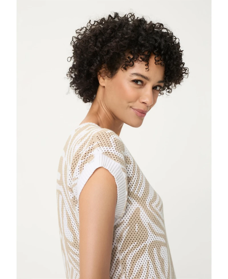 Olsen Women's Ajour Knit Neo Zebra Sweater