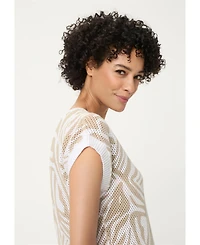 Olsen Women's Ajour Knit Neo Zebra Sweater