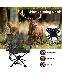 Mecale 360-Degree Swivel Hunting Chair with Mesh Cup Holder and Storage, Foldable