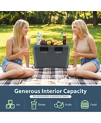 Sugift 37-Quart Insulated Portable Hard Shell Ice Chest Cooler with 2 Cup Holders Bottle Opener Drain Plug