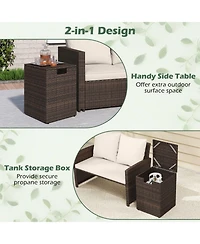 Gouun Rattan Propane Tank Cover and Patio Side Table 20 Lb Tank Storage 80 Lb Top