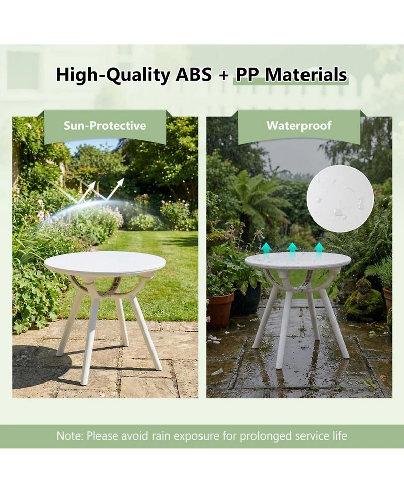 Gouun 20 In Circular Outdoor End Table Set of 2 Weather-Resistant Pp and Abs Build