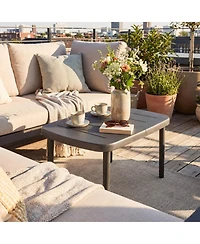 Gouun Rectangular Outdoor Patio Storage Side Coffee Table with Aluminum Alloy Rods