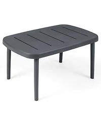 Gouun Rectangular Outdoor Patio Storage Side Coffee Table with Aluminum Alloy Rods